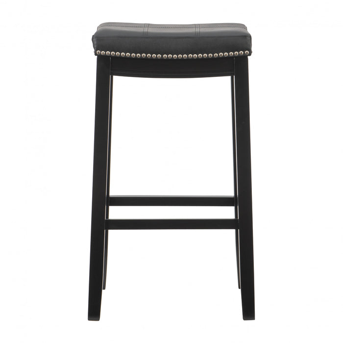 Claridge Faux Leather Backless Barstool - Black