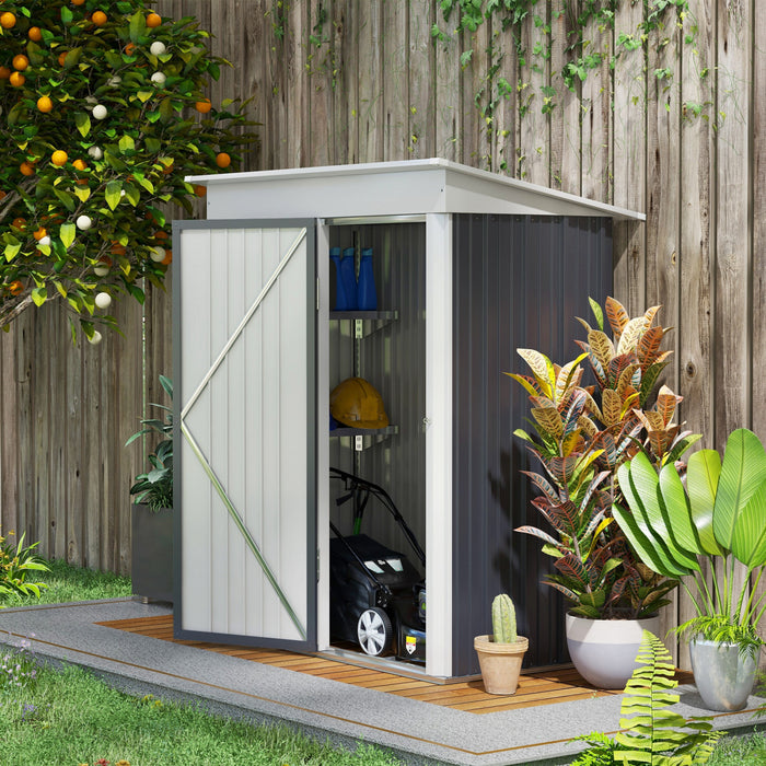 Outsunny 5x3 Ft Small Outdoor Storage Shed With Adjustable Shelf Dark Grey