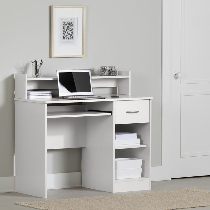 Axess Office Desk With Keyboard Tray And Drawer - Pure White