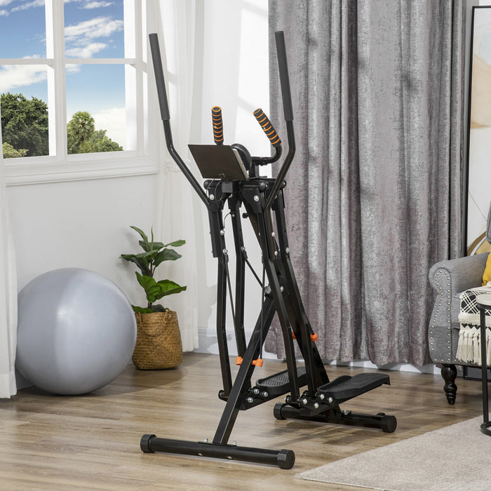 Soozier Gazelle Glider Air Walker Exercise Machine Elliptical Trainer With Four Resistance Levels, Lcd Monitor, Heart Rate Sensor, Two Wheels