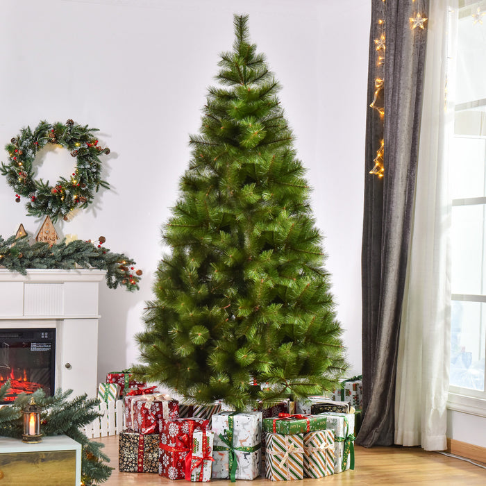 Homcom 7 Ft Artificial Christmas Tree With Realistic Branch Tips Green