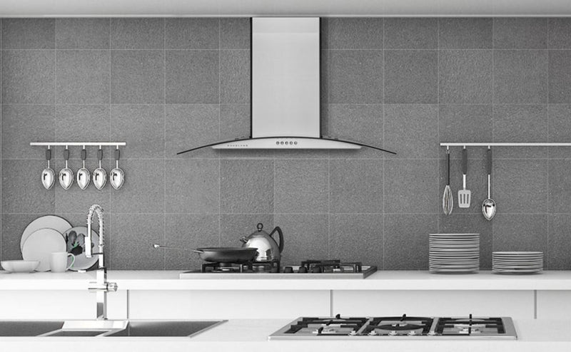 Hauslane 36\" Glass Canopy Wall Mount Range Hood - WM-600SS-36