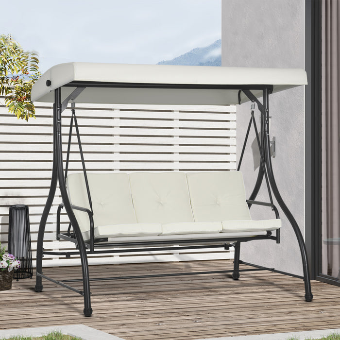 Outsunny 3 Seater Patio Swing Chair With Canopy Convertible Porch Swing Bed