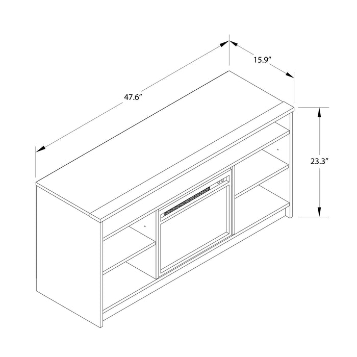 Ameriwood Home Hendrix 55\" TV Stand with Electric Fireplace Insert and Shelves - Black Oak