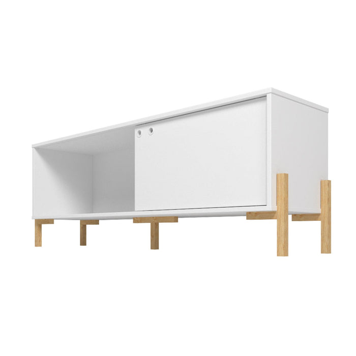 Manhattan Comfort Bowery 55.12\" TV Stand with 2 Shelves - White & Oak