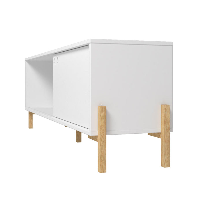 Manhattan Comfort Bowery 55.12\" TV Stand with 2 Shelves - White & Oak