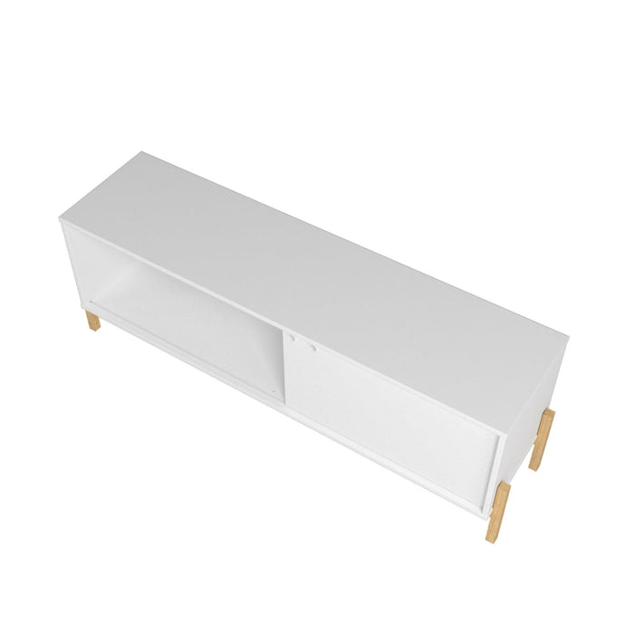 Manhattan Comfort Bowery 55.12\" TV Stand with 2 Shelves - White & Oak