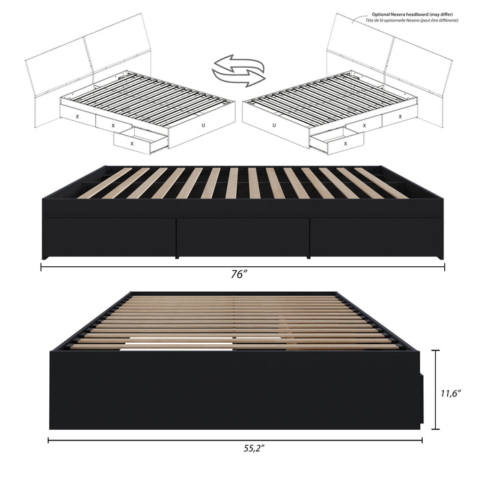 Nordika Full Storage Platform Bed - Black