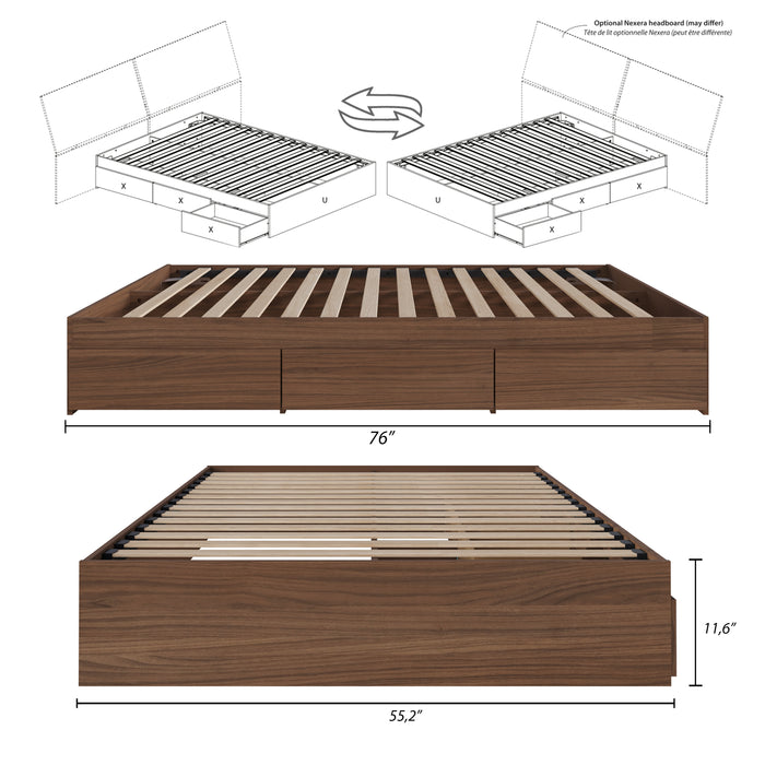 Nordika Full Storage Platform Bed - Walnut