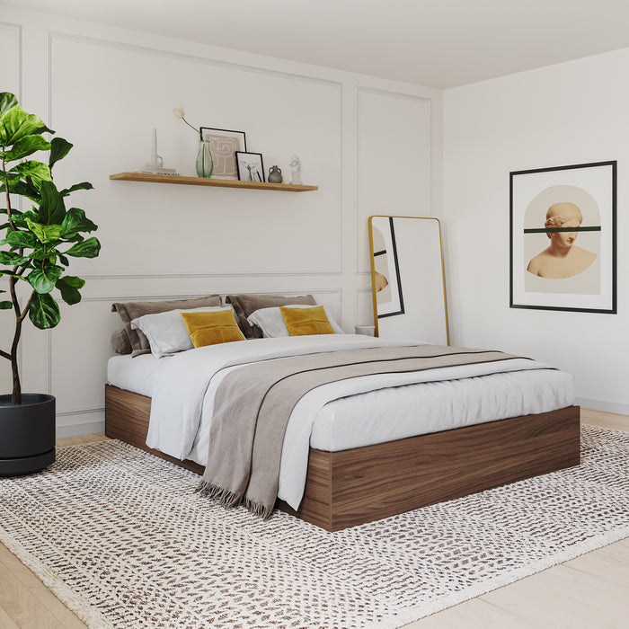 Nordika Queen Storage Platform Bed - Walnut