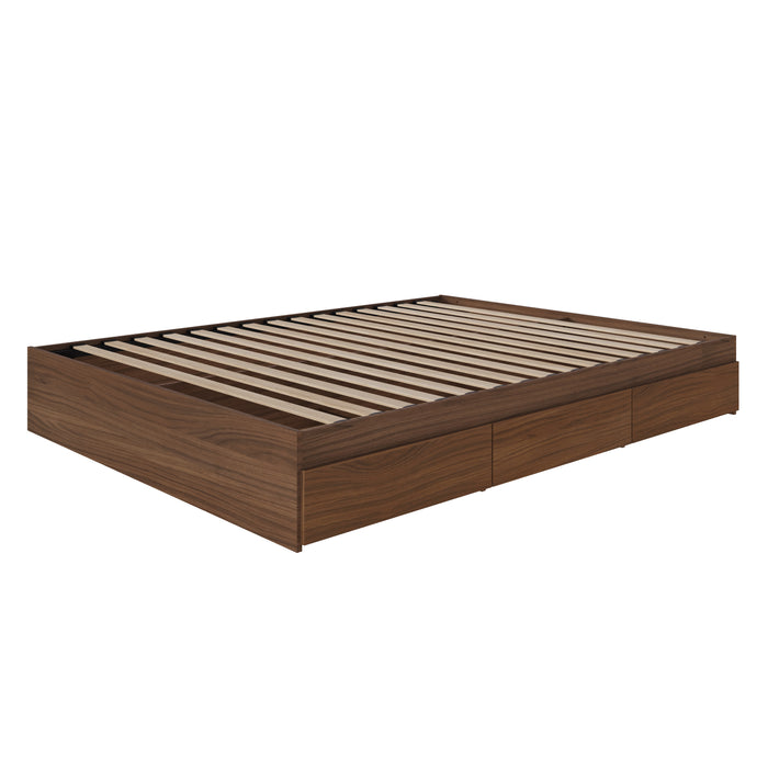 Nordika Queen Storage Platform Bed - Walnut