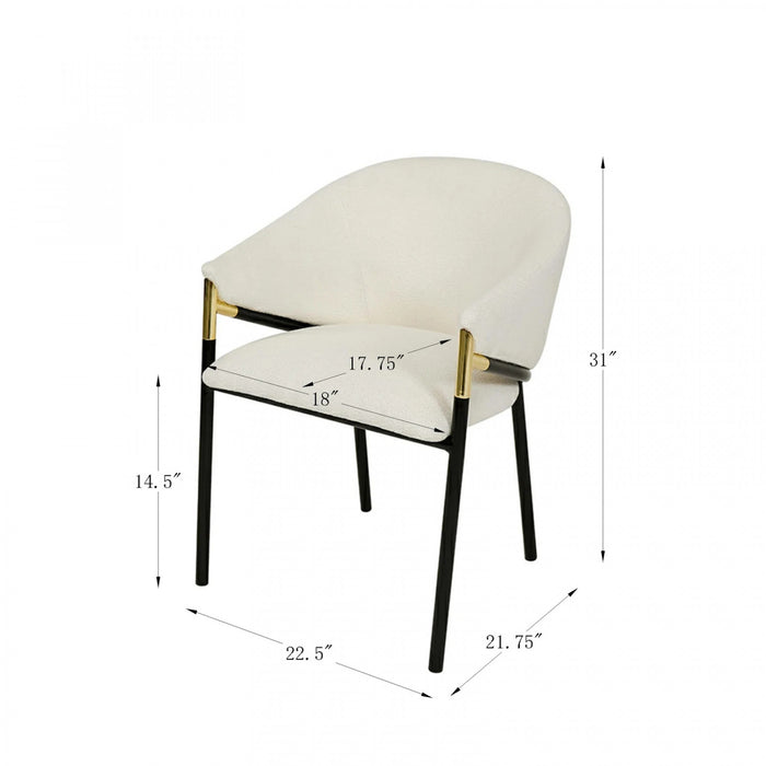 Pater Modern Dining Chairs With Upholstered Fabric Seating And Metal Legs,white