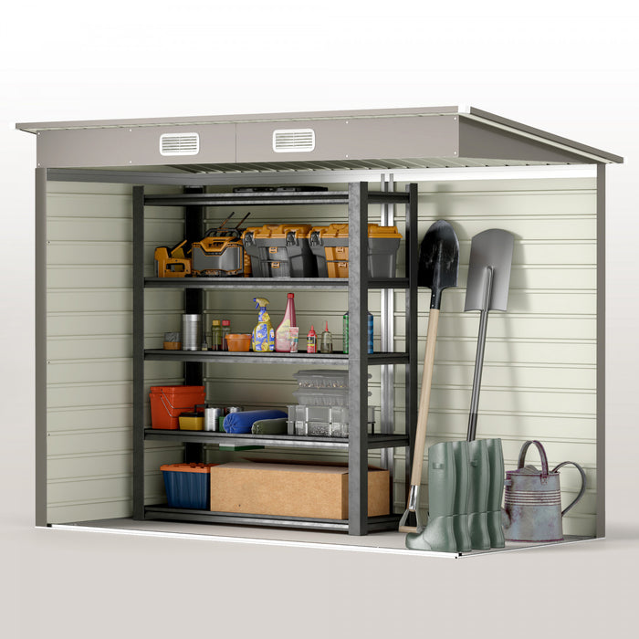Outsunny 8 X 4ft Metal Garden Storage Shed With 2 Vents, Light Grey