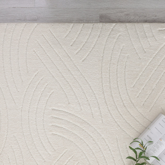 Velvet Crescent Cream Washable Shag Area Rug 5'x7' Indoor Area Rug