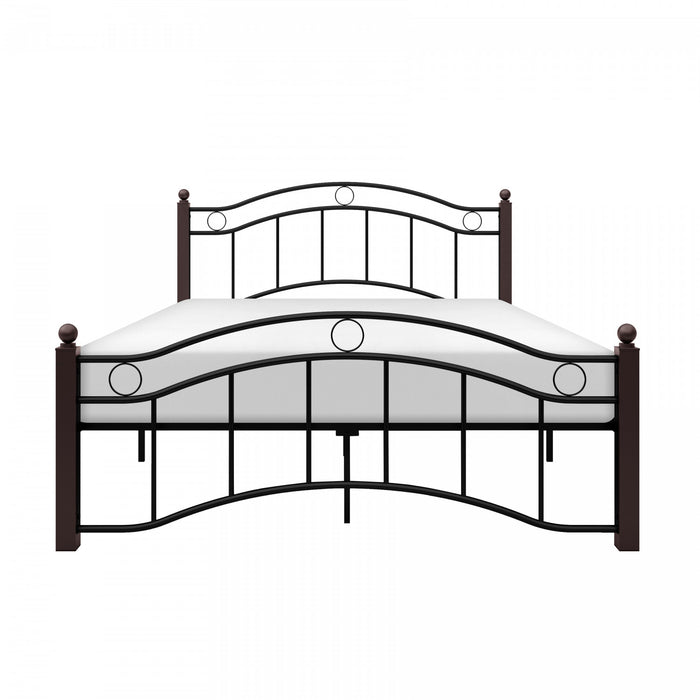 Jessica Full Bed, Black Metal & Brown Posts