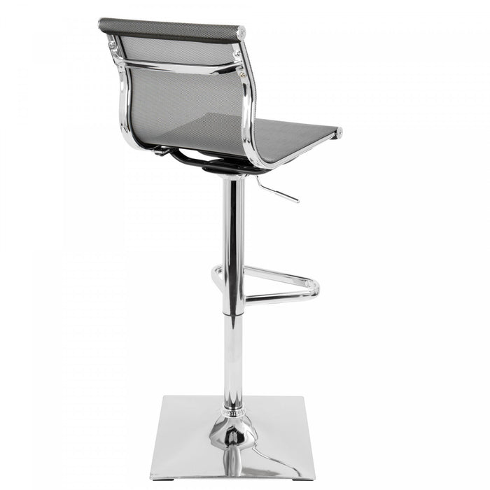 LumiSource Mirage Fabric Contemporary Adjustable Barstool with Swivel - Silver