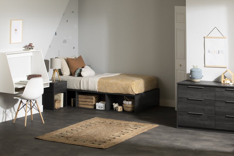 Hourra 1-Drawer Nightstand - Grey Oak