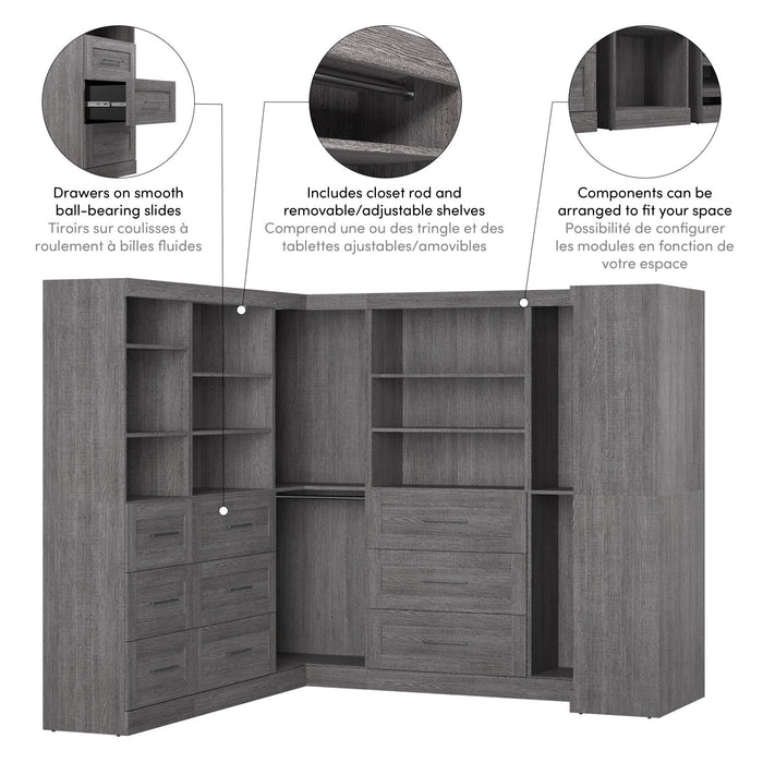 Bestar Pur 161 W Walk-In Closet Organizer System - Bark Grey