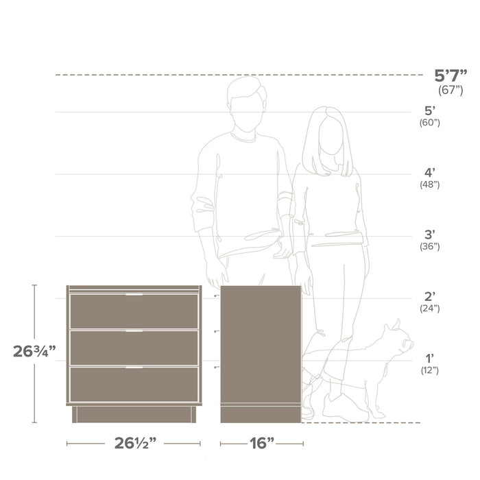 Prepac Simply Modern 26.5\" 3-Drawer Nightstand - Black