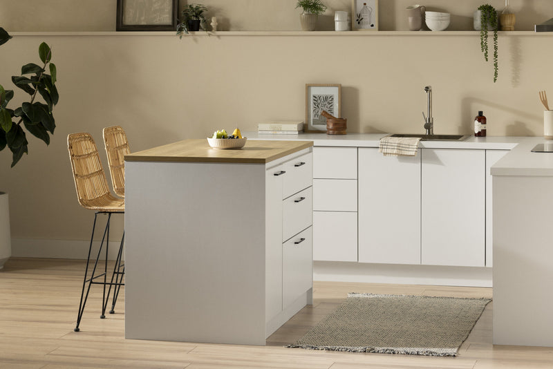 Myro Kitchen Island With Door And Drawers - White And Maple Nutmeg