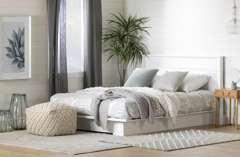 Holland Queen Platform Bed with Drawer - Pure White