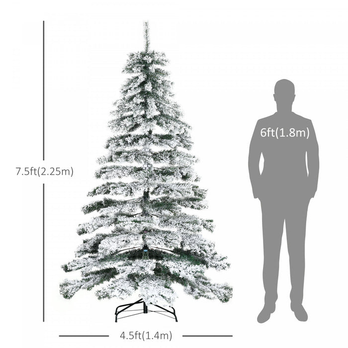 Homcom 7ft Artificial Snow Flocked Christmas Tree With 1083 Branch Tips