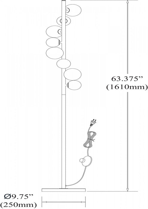 Dainolite Glasgow 8 Light Floor Lamp Vintage Bronze Finish Champagne Glass