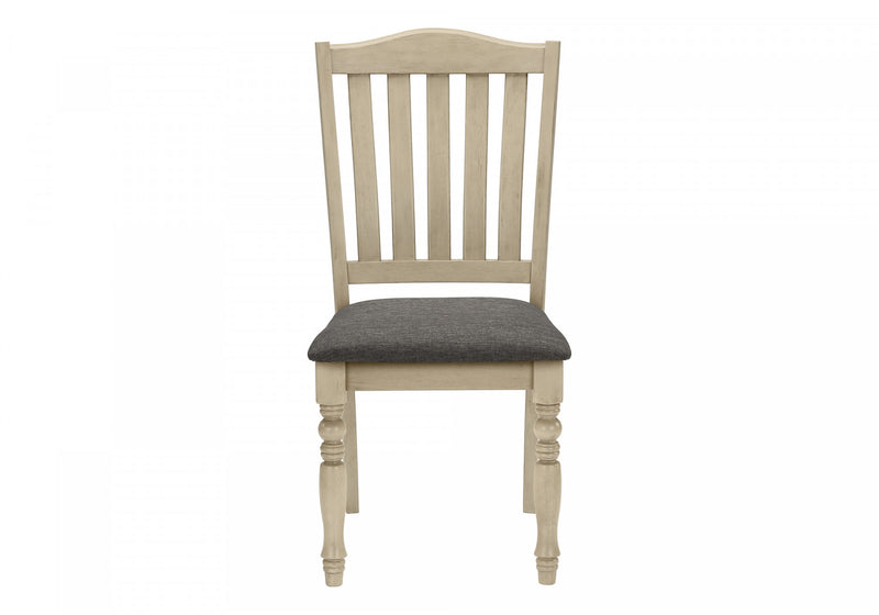 Dining Chair Set of 2 Dining Room Kitchen Side Antique Grey Fabric Wood Legs Transitional