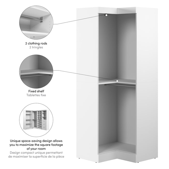 Bestar Pur 33 W Corner Closet Organizer - White
