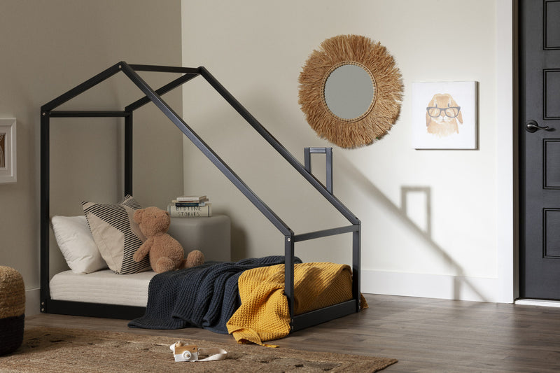 Sweedi House Bed with Chimney - Black