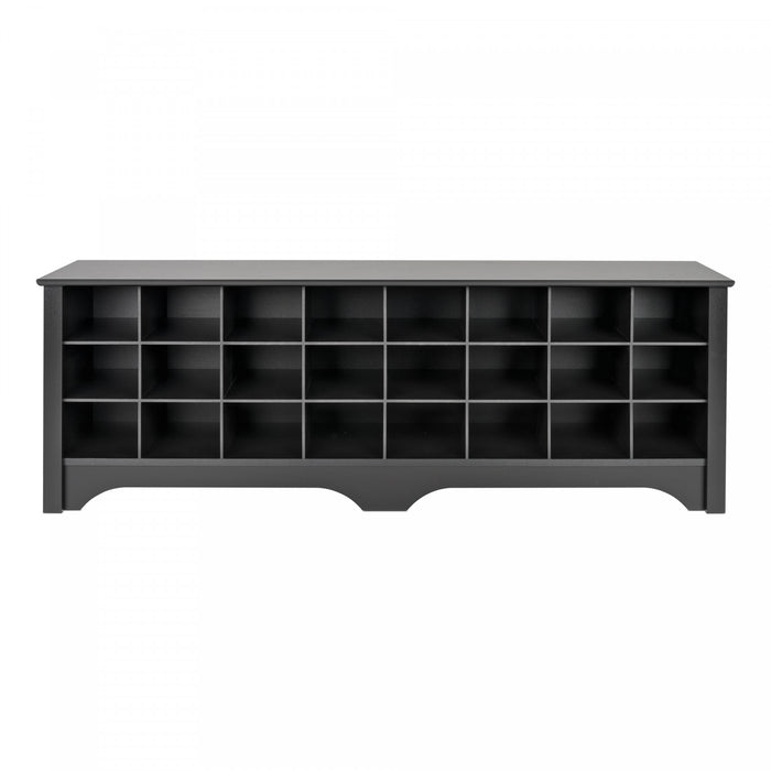 Twenty-Four Pair Shoe Storage Cubby Bench - Black