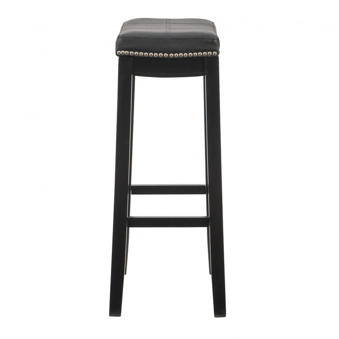 Claridge Faux Leather Backless Barstool - Black