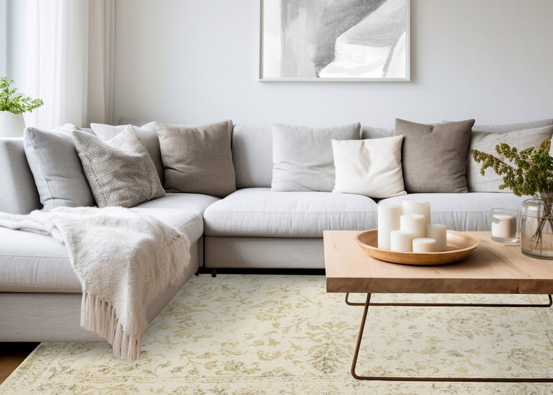 Ellis Subtle Traditional Elegant Beige Cream Area Rug - 7'10\" x 10'6\"