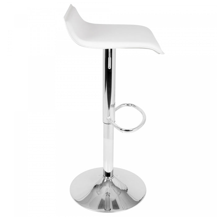 LumiSource Ale White Fabric Contemporary Adjustable Height Barstool with Swivel - Set of 2