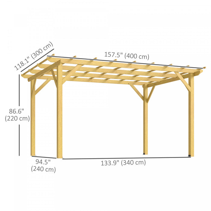 Outsunny 10' X 13' Pergola, Fir Wood Gazebo Grape Trellis, Nature Wood
