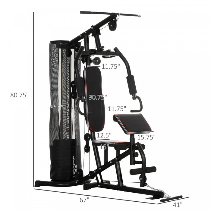 Soozier Home Gym, Multifunction Gym Equipment Power Tower With 100lbs Weight Stack For Back, Chest, Arm, Leg And Full Body Workout