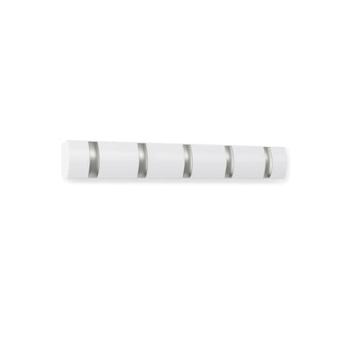 Umbra 5 Flip Wall-Mounted Hooks - White|5 crochets muraux Flip de Umbra - blancs