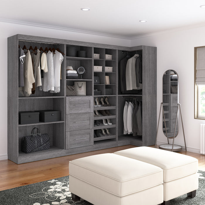 Bestar Pur 83 W Walk-In Closet Organizer - Bark Grey