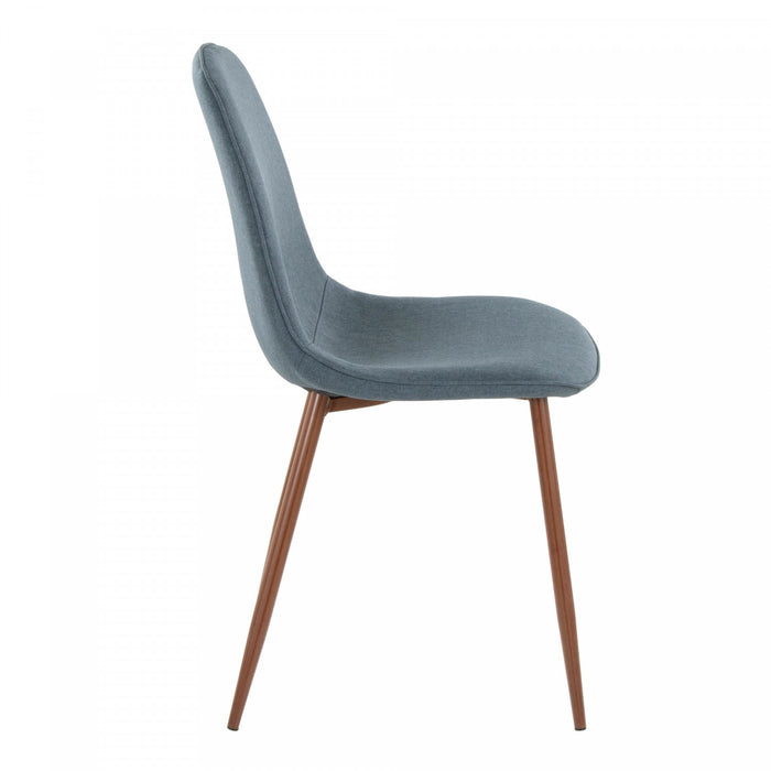 LumiSource Pebble Blue Fabric Mid-Century Modern Dining Accent Chair - Set of 2
