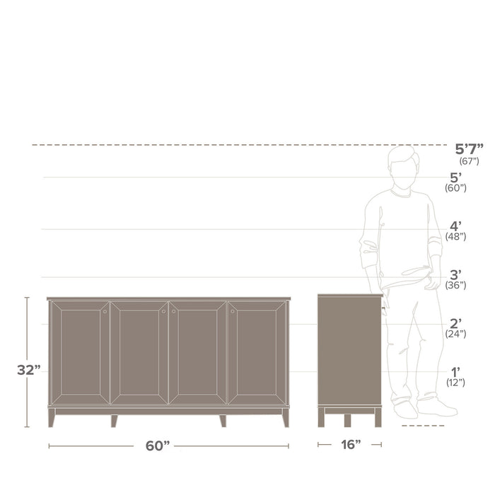 Prepac Yaletown 4-Door Buffet Console - Natural Oak