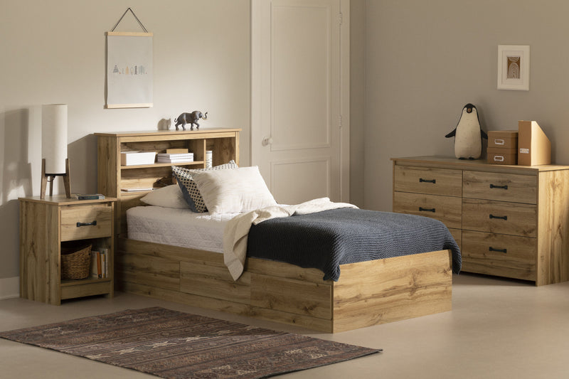 Tassio 3-Drawer Twin Mates Bed - Nordik Oak