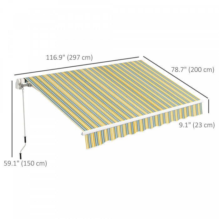 Outsunny 10' X 6.5' Retractable Awning With Led Lights, Uv40+, Yellow/grey