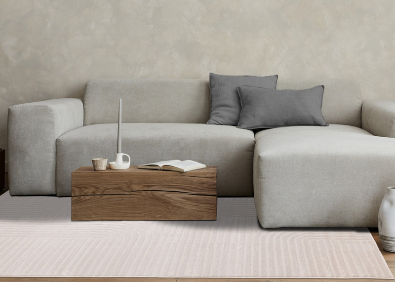 Leonardo White Grey Modern Lines Area Rug - 7'10\" x 10'6\"