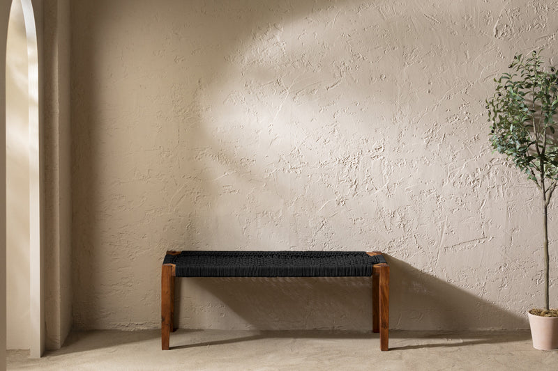 Agave Rope Bench - Black/Natural