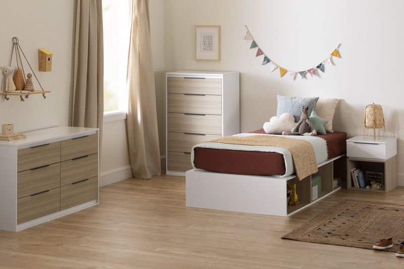 Hourra 6-Drawer Dresser - Soft Elm White