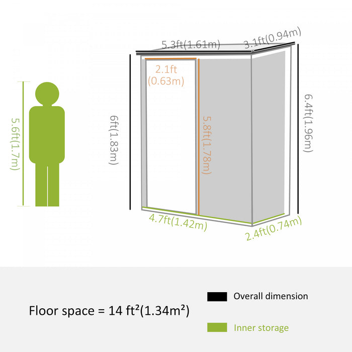 Outsunny 5' X 3' Outdoor Storage Shed, Steel Garden Shed With Single Lockable Door, Tool Storage House For Backyard, Patio, Lawn, Charcoal Grey