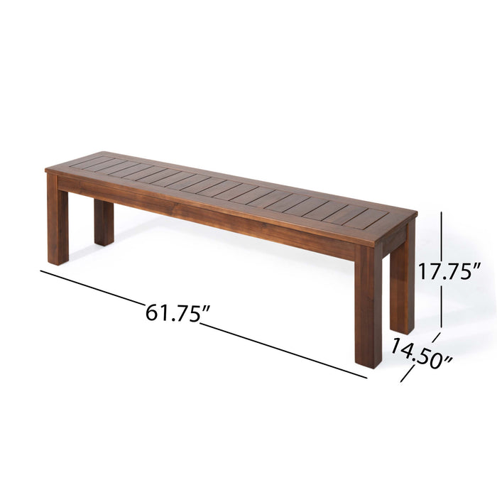 Georgia 61.75\" Slatted Acacia Wood Bench Set Of 2, Dark Brown