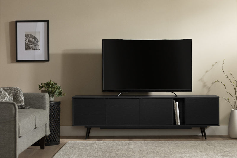Mezzy 71\" TV Stand with Doors - Black Oak