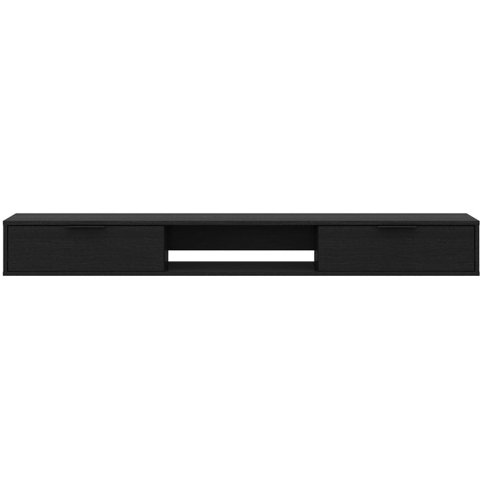 Nordika Slim 72\" Wall-Mounted TV Stand with 2 Storage Cabinets - Black