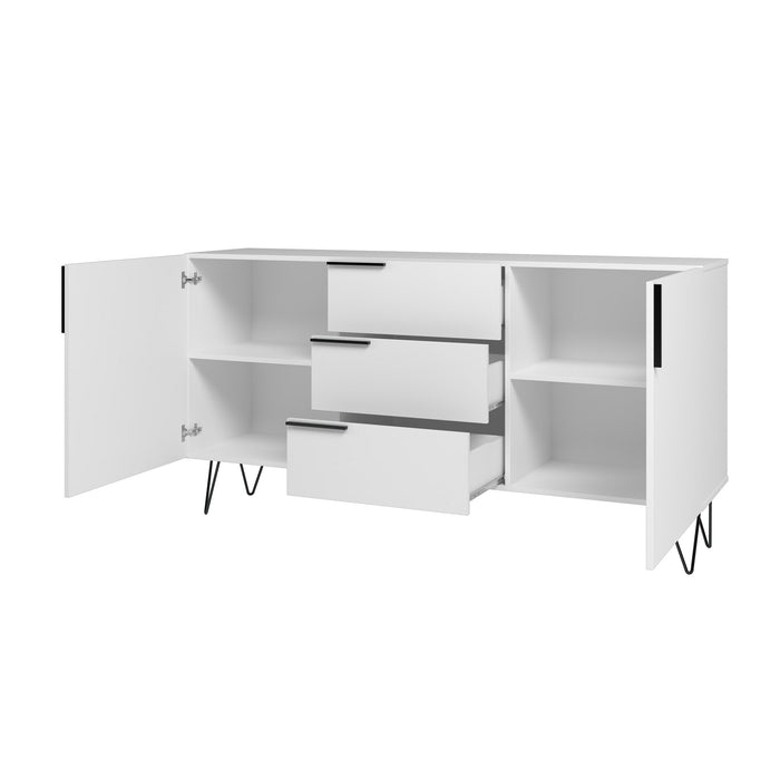 Manhattan Comfort Beekman 62.99” Sideboard with 4 Shelves - White
